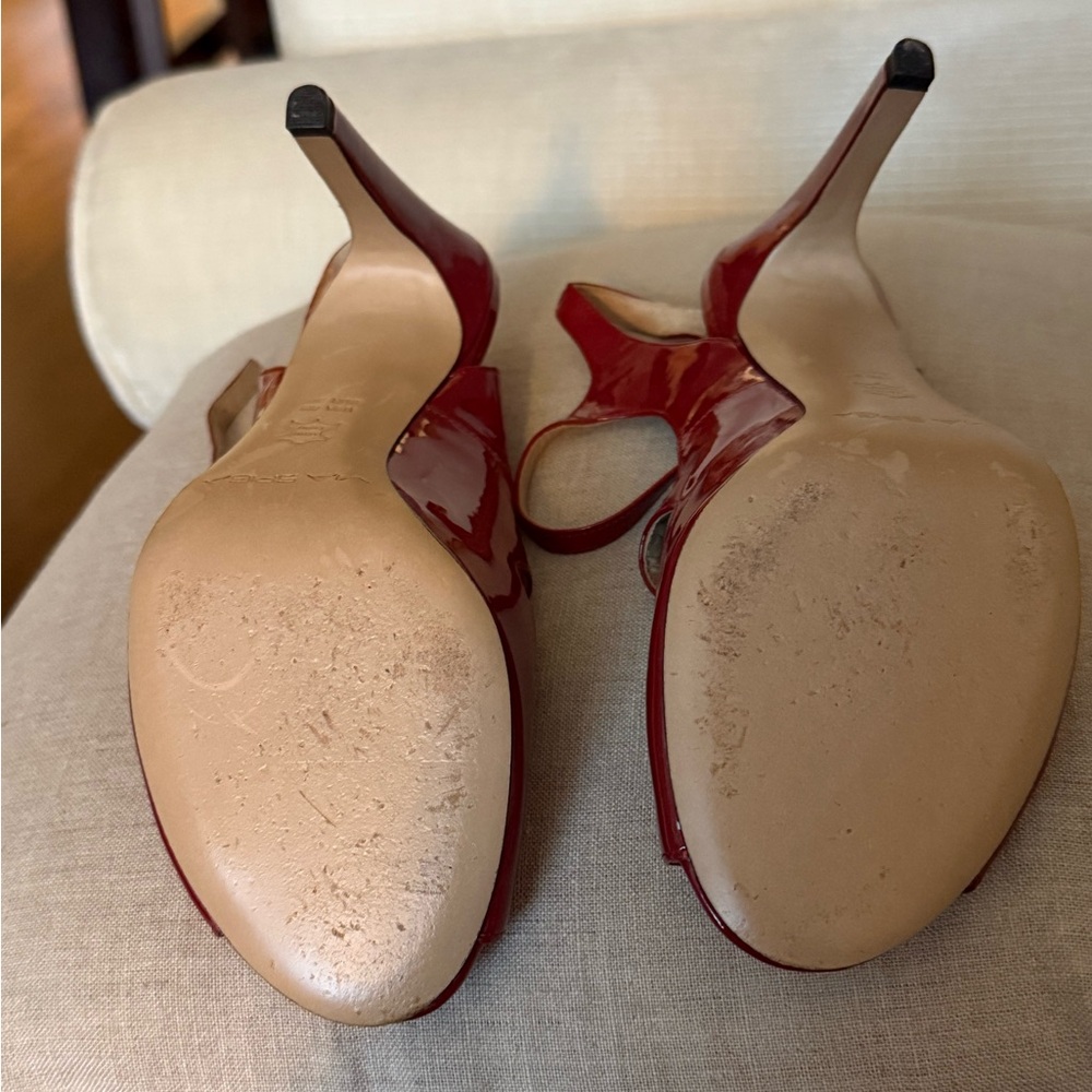 30% OFF 🎉 HOST PICK 🎉 Via Spiga Glossy Red Peep-Toe Heels, size 8 - Picture 7 of 9